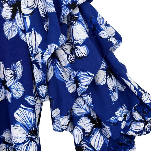 Slim Factor Investments Cascading Floral Print Tiered Sleeve Shirt Size XL - Picture 3 of 7